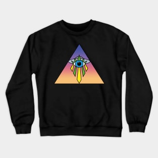 Illuminati Pyramid UFO Eye Art Deco Sunset Sky Crewneck Sweatshirt